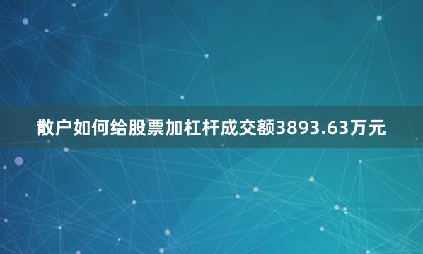 散户如何给股票加杠杆成交额3893.63万元